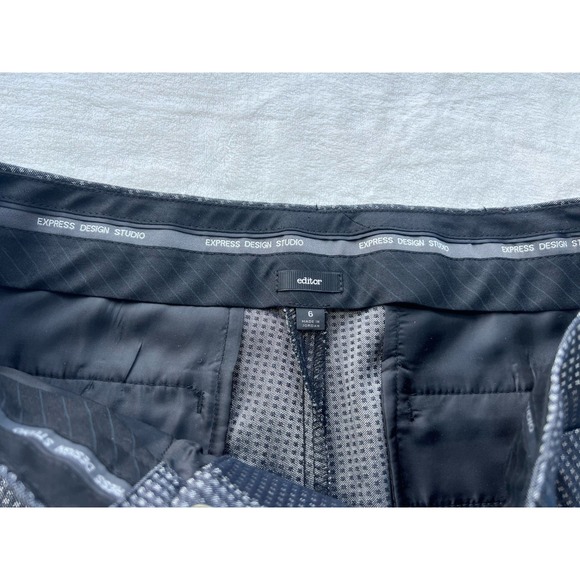 Express Editor Gray Dress Pants Waist Buttons Geometric Pattern Sz 6 - Picture 3 of 10